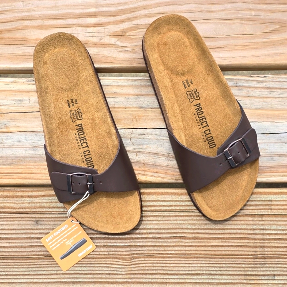 NWT Size 8 Project Cloud Women's Brown Slide Sandals